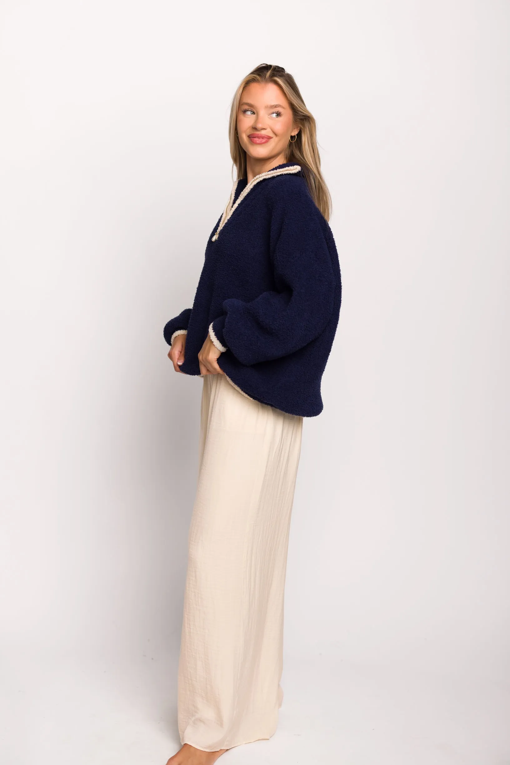 Jody Soft Knit Quarter-Zip Sweater in Navy sold by Worth Collective product image thumbnail 3