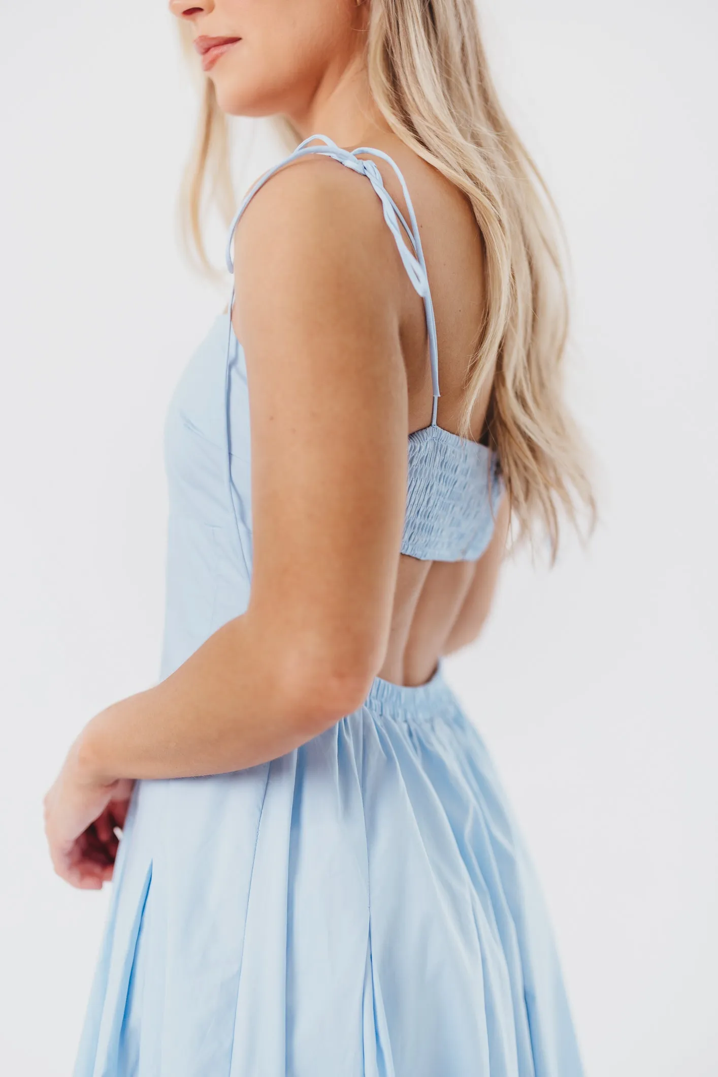 Jasmine Maxi Dress with Bandeau Neckline in Blue sold by Worth Collective product image thumbnail 4