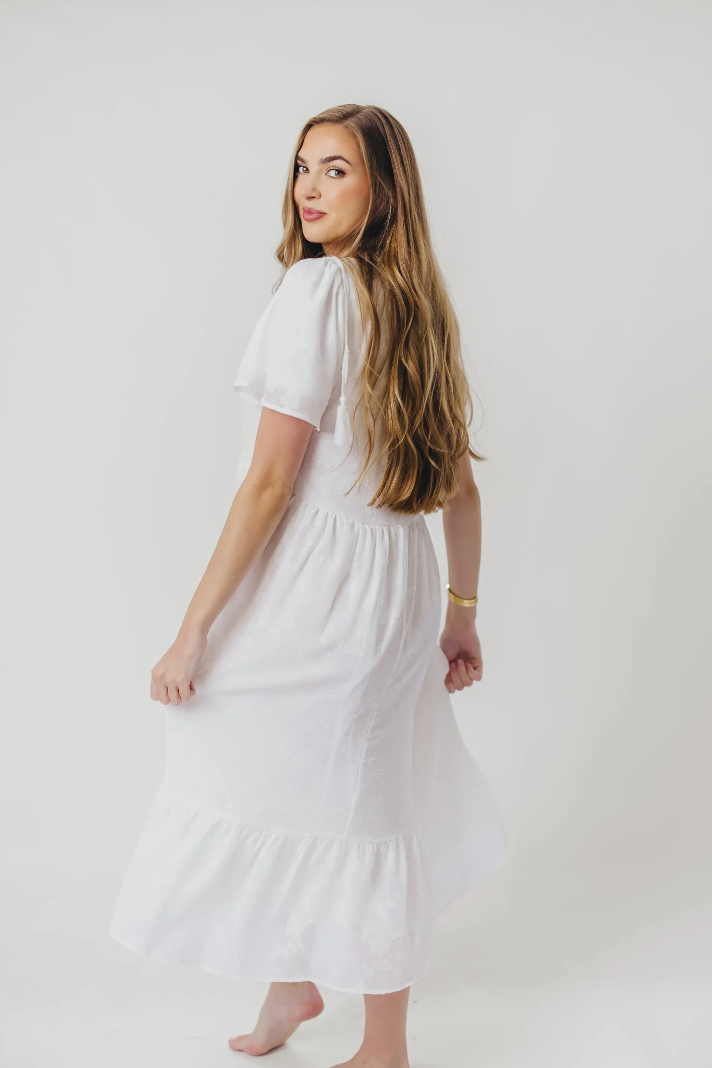 Katie Textured Midi Dress in Off-White sold by Worth Collective product image thumbnail 4