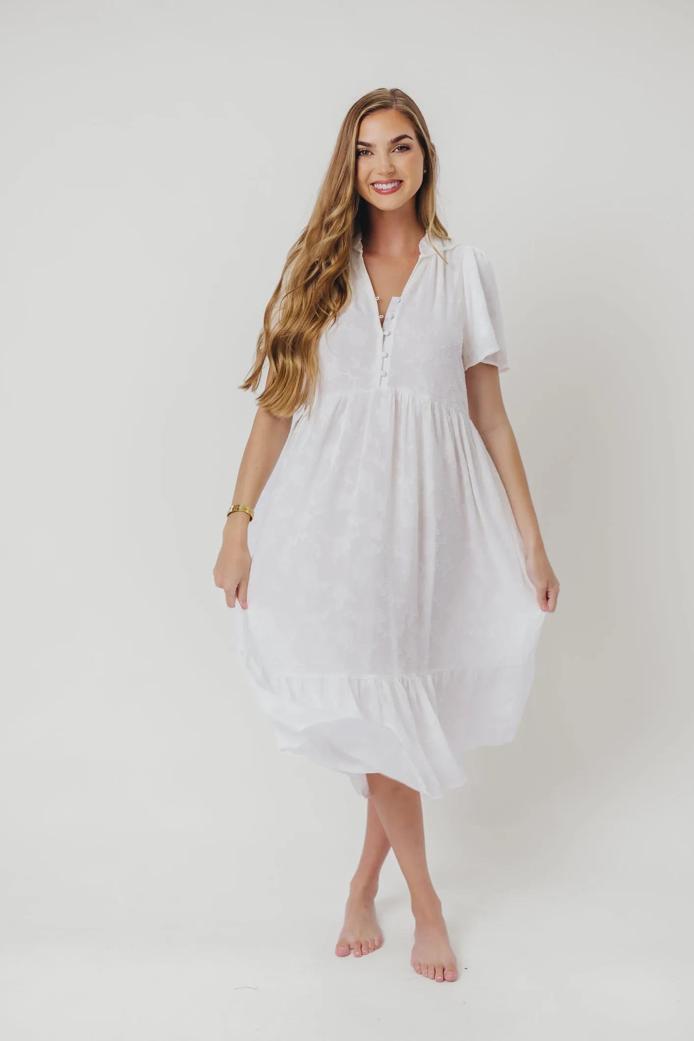 Katie Textured Midi Dress in Off-White sold by Worth Collective product image thumbnail 2