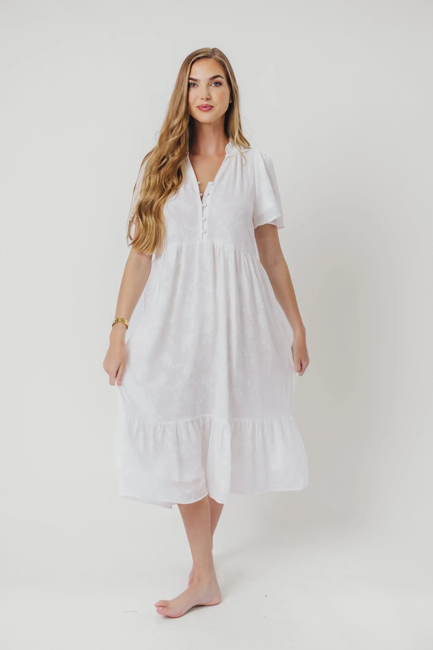 Katie Textured Midi Dress in Off-White sold by Worth Collective product image thumbnail 3
