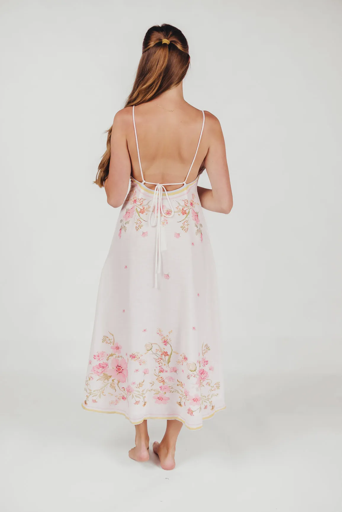 Josie Scarf Print Midi Dress in Pink sold by Worth Collective product image thumbnail 4