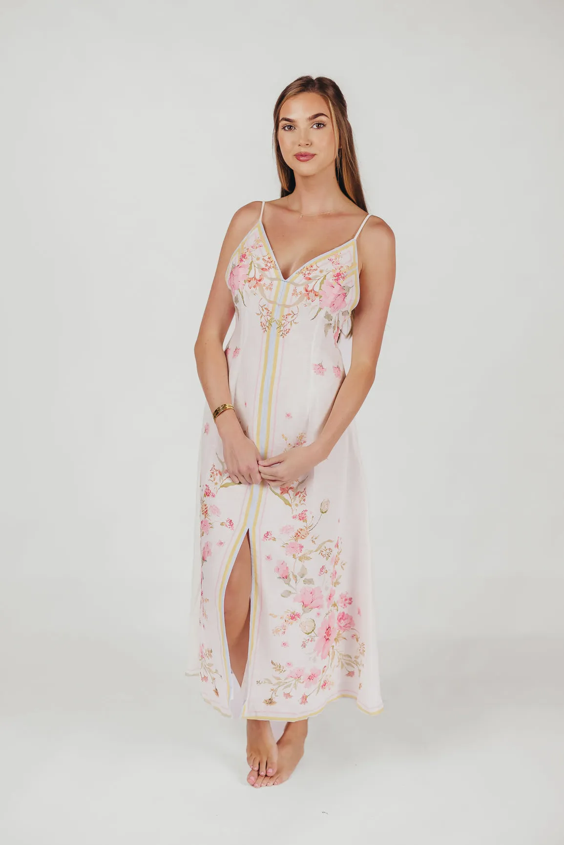 Josie Scarf Print Midi Dress in Pink sold by Worth Collective product image thumbnail 5