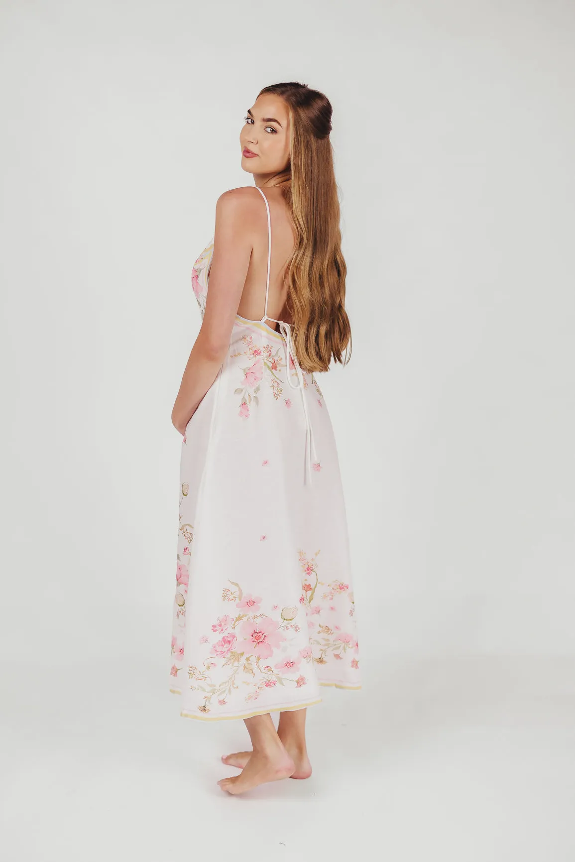 Josie Scarf Print Midi Dress in Pink sold by Worth Collective product image thumbnail 3