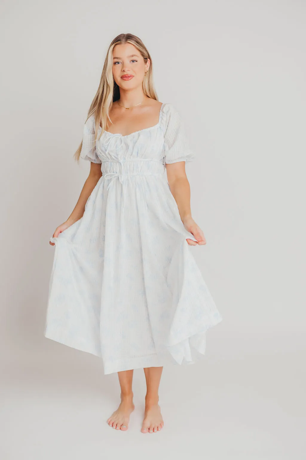 Edda Coastal Midi Dress in Light Blue - Bump Friendly & Inclusive Sizing (S-3XL) sold by Worth Collective
