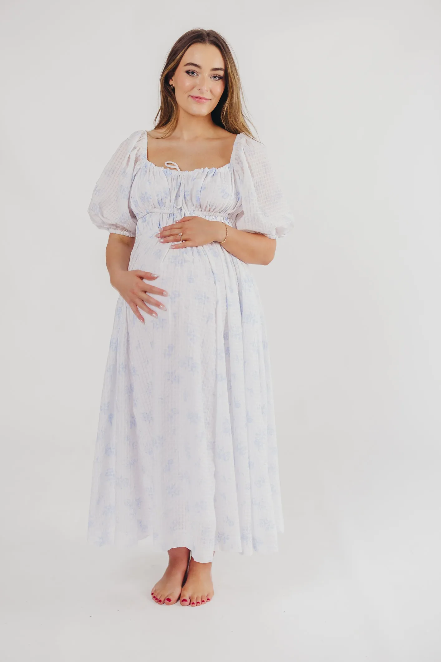 Edda Coastal Midi Dress in Light Blue - Bump Friendly & Inclusive Sizing (S-3XL) sold by Worth Collective product image thumbnail 4