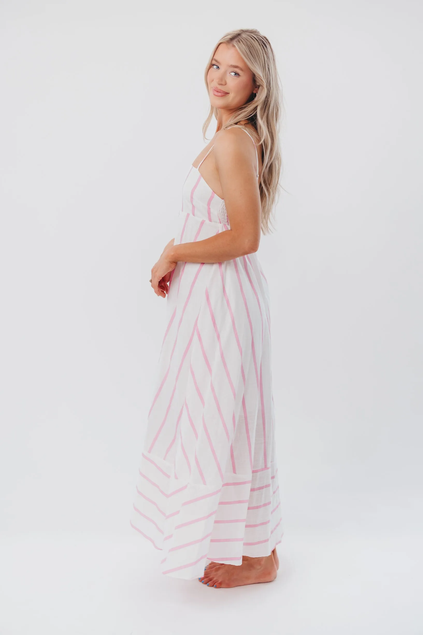 Poppy Striped Maxi Dress in Pink Stripes sold by Worth Collective product image thumbnail 3