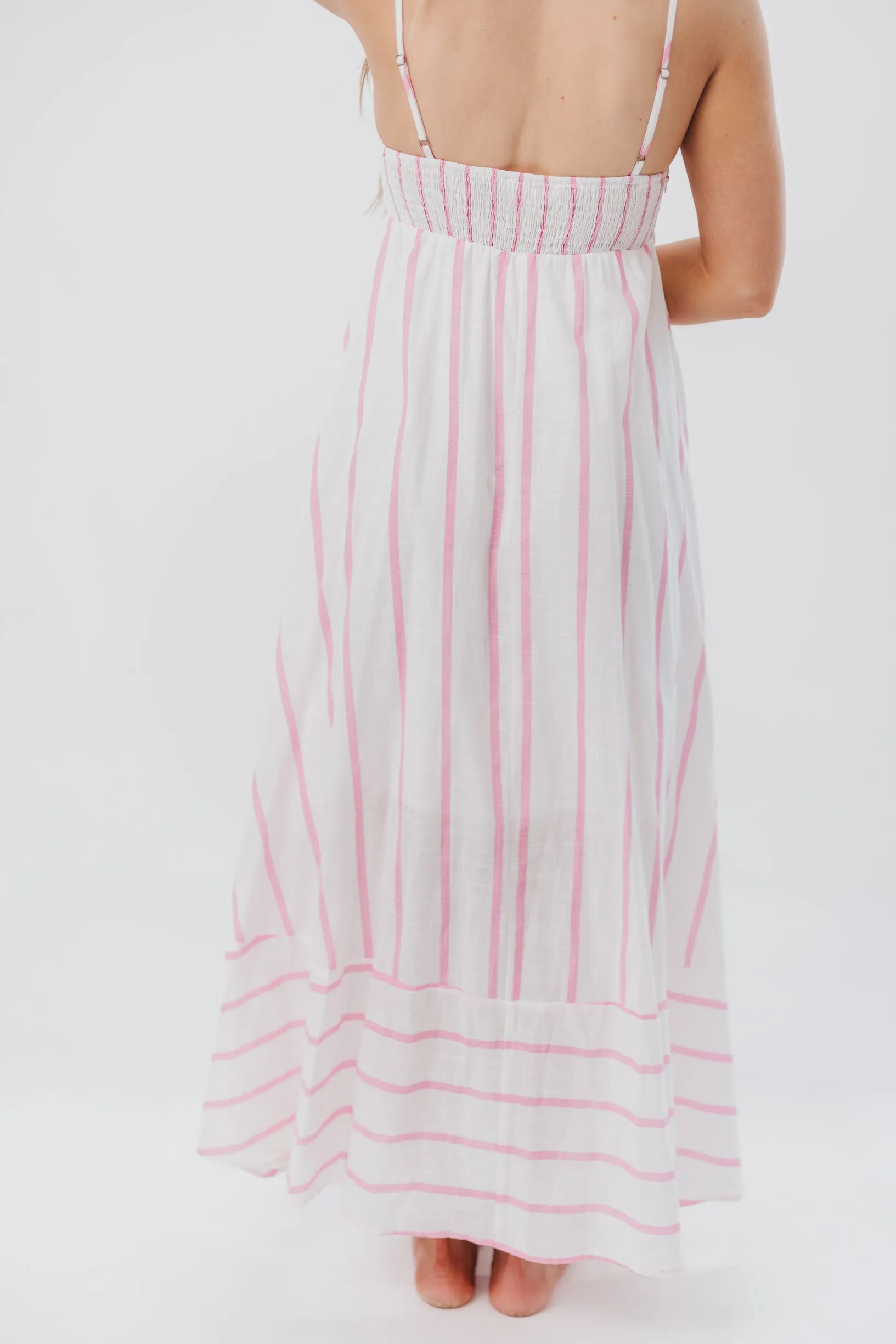 Poppy Striped Maxi Dress in Pink Stripes sold by Worth Collective product image thumbnail 5