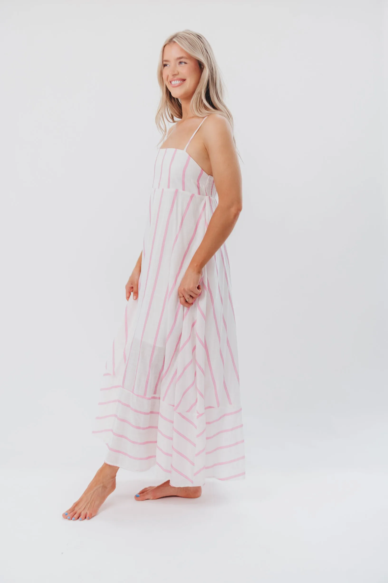 Poppy Striped Maxi Dress in Pink Stripes sold by Worth Collective product image thumbnail 4