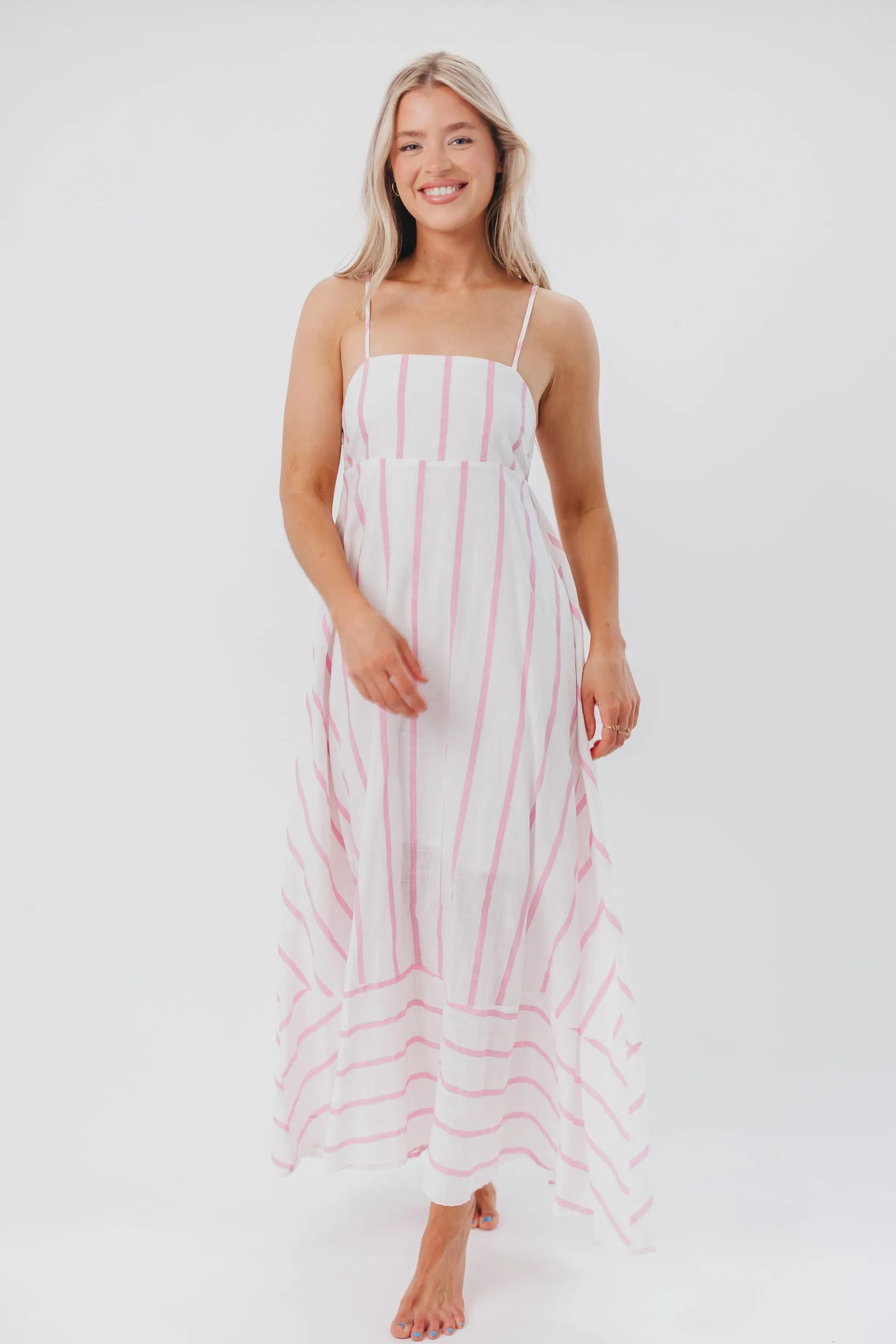 Poppy Striped Maxi Dress in Pink Stripes sold by Worth Collective product image thumbnail 2