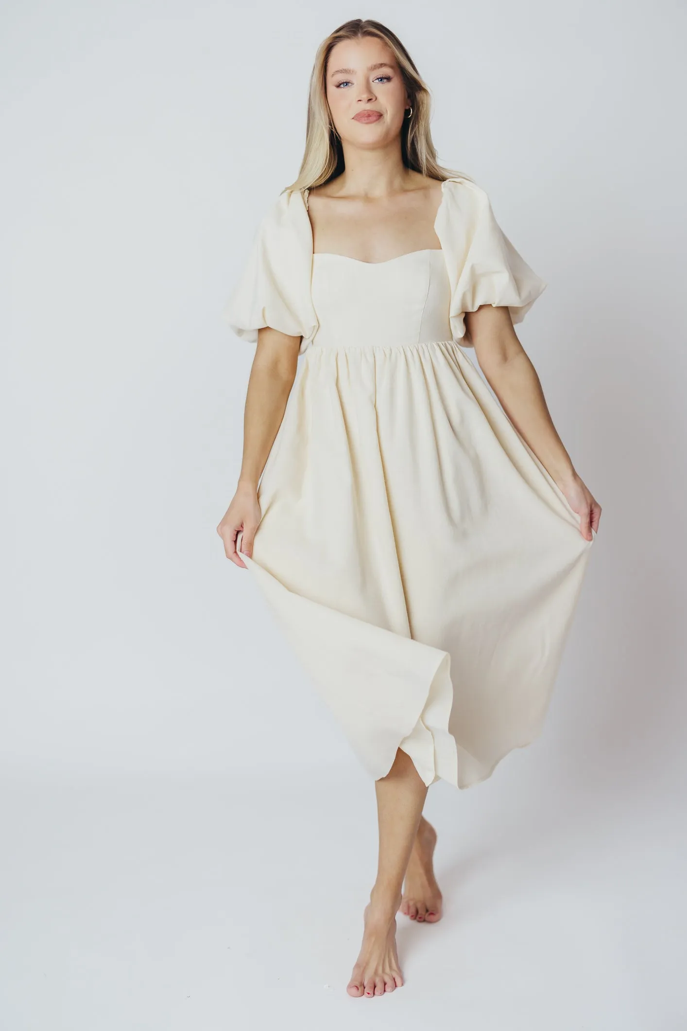 Hamilton Midi Dress in Ivory - Bump Friendly & Inclusive Sizing (S-2XL) sold by Worth Collective product image thumbnail 2