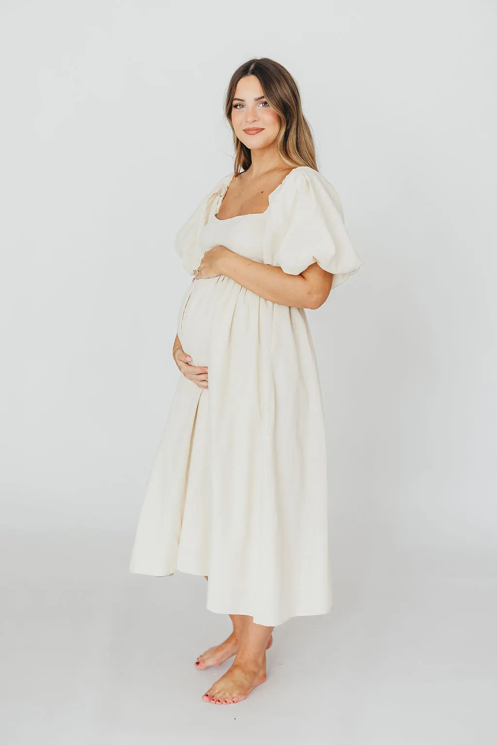 Hamilton Midi Dress in Ivory - Bump Friendly & Inclusive Sizing (S-2XL) sold by Worth Collective product image thumbnail 3