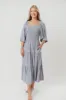Taylor Linen-Blend Smocked Midi Dress with Tiered Skirt in Blue Fog - Inclusive Sizing sold by Worth Collective