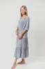 Taylor Linen-Blend Smocked Midi Dress with Tiered Skirt in Blue Fog - Inclusive Sizing sold by Worth Collective
