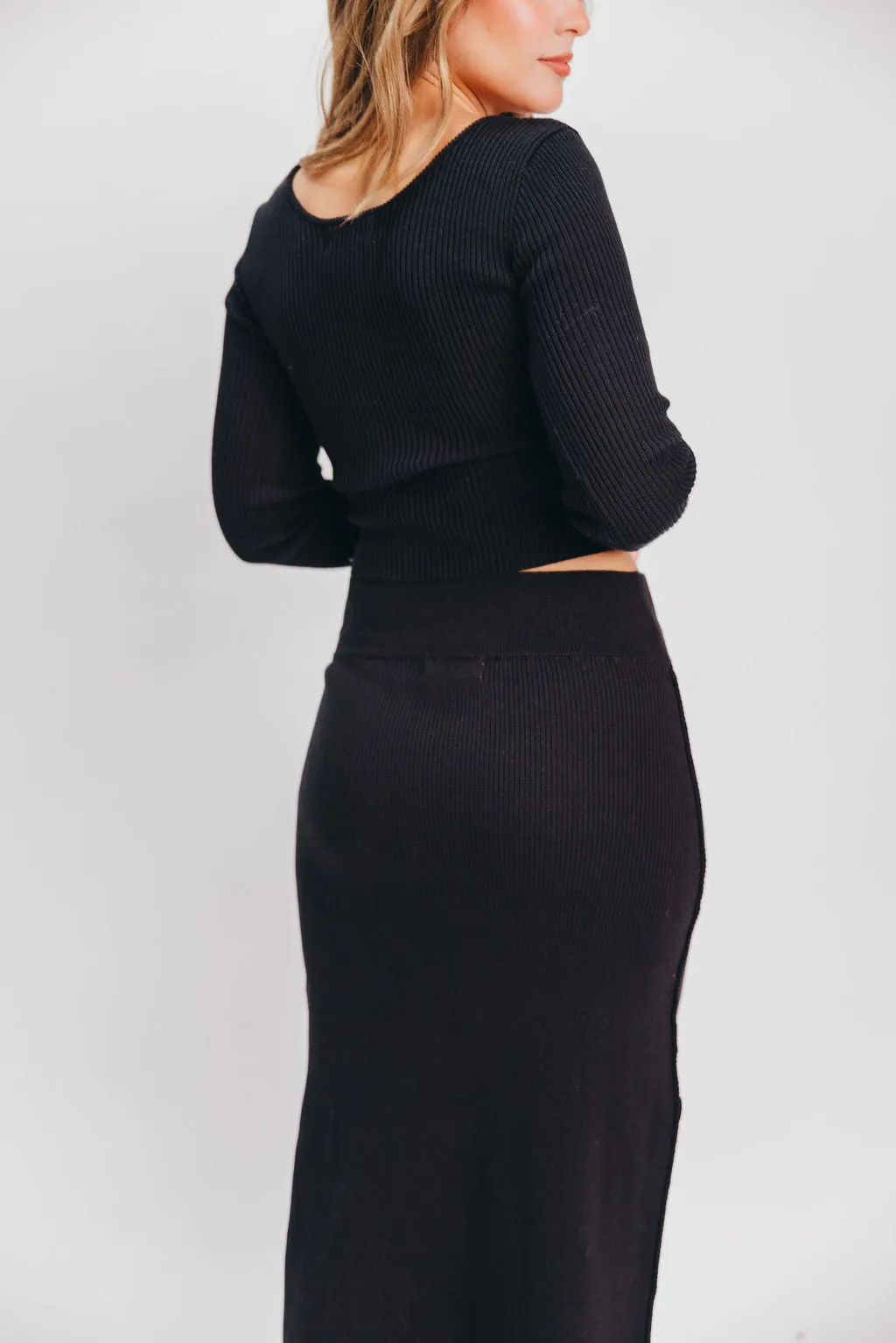 Julia Ribbed Midi Skirt in Black sold by Worth Collective product image thumbnail 5