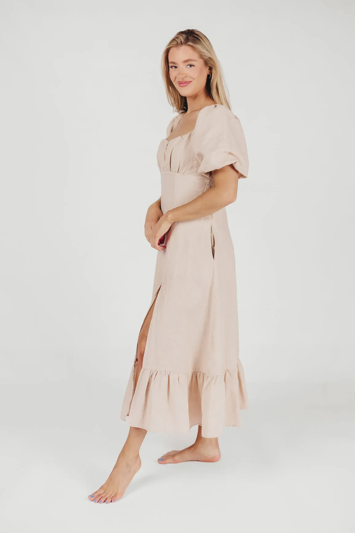 Beatrice Linen Fit-and-Flare Maxi Dress in Linen sold by Worth Collective product image thumbnail 2