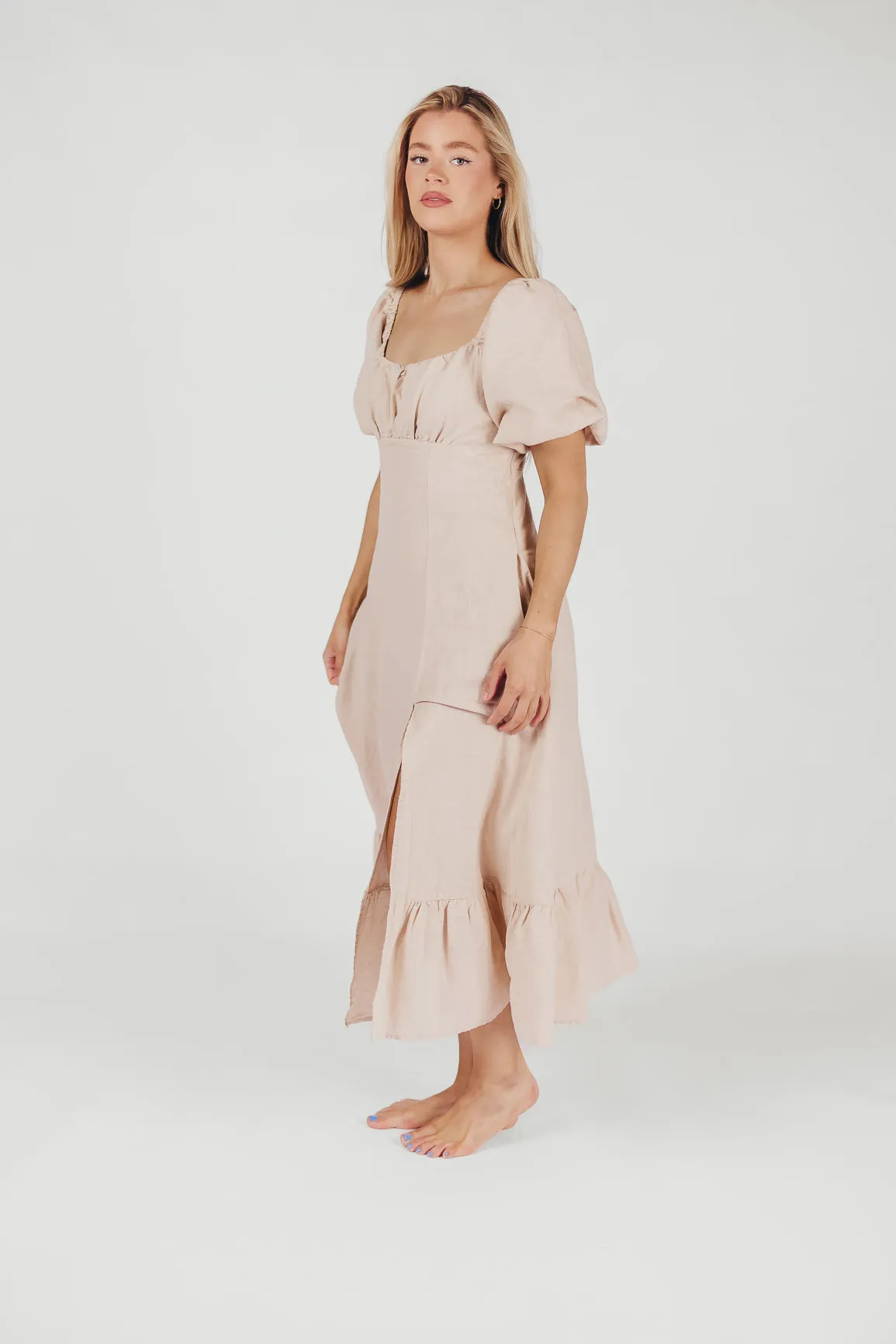 Beatrice Linen Fit-and-Flare Maxi Dress in Linen sold by Worth Collective product image thumbnail 3