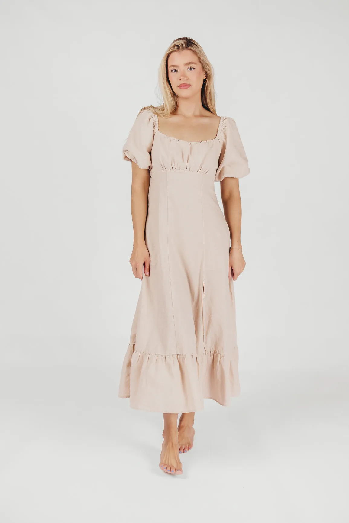 Beatrice Linen Fit-and-Flare Maxi Dress in Linen sold by Worth Collective product image thumbnail 4
