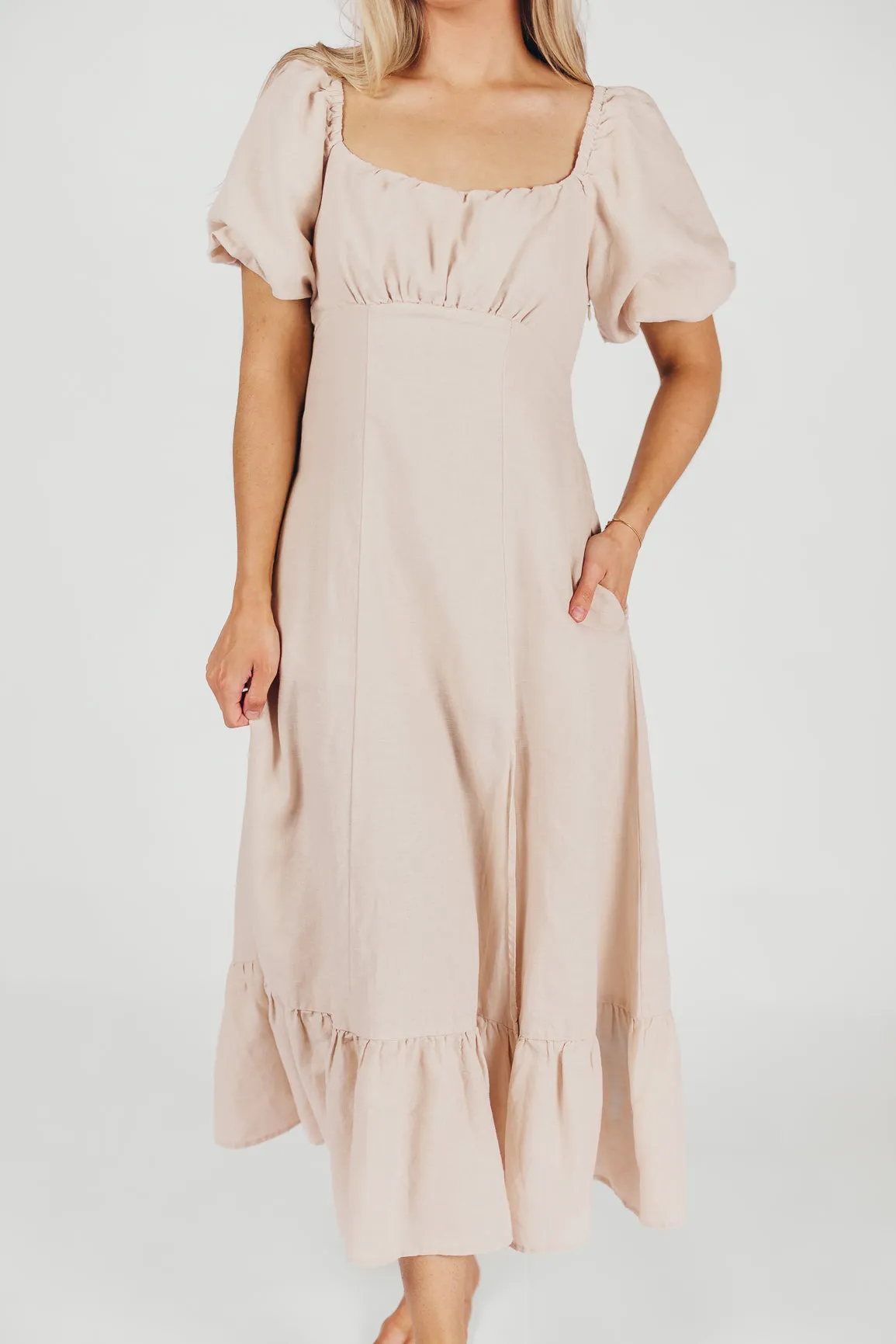 Beatrice Linen Fit-and-Flare Maxi Dress in Linen sold by Worth Collective product image thumbnail 5