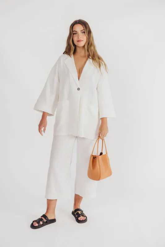 Helena Linen-Blend Embroidered Pants in Off-White sold by Worth Collective