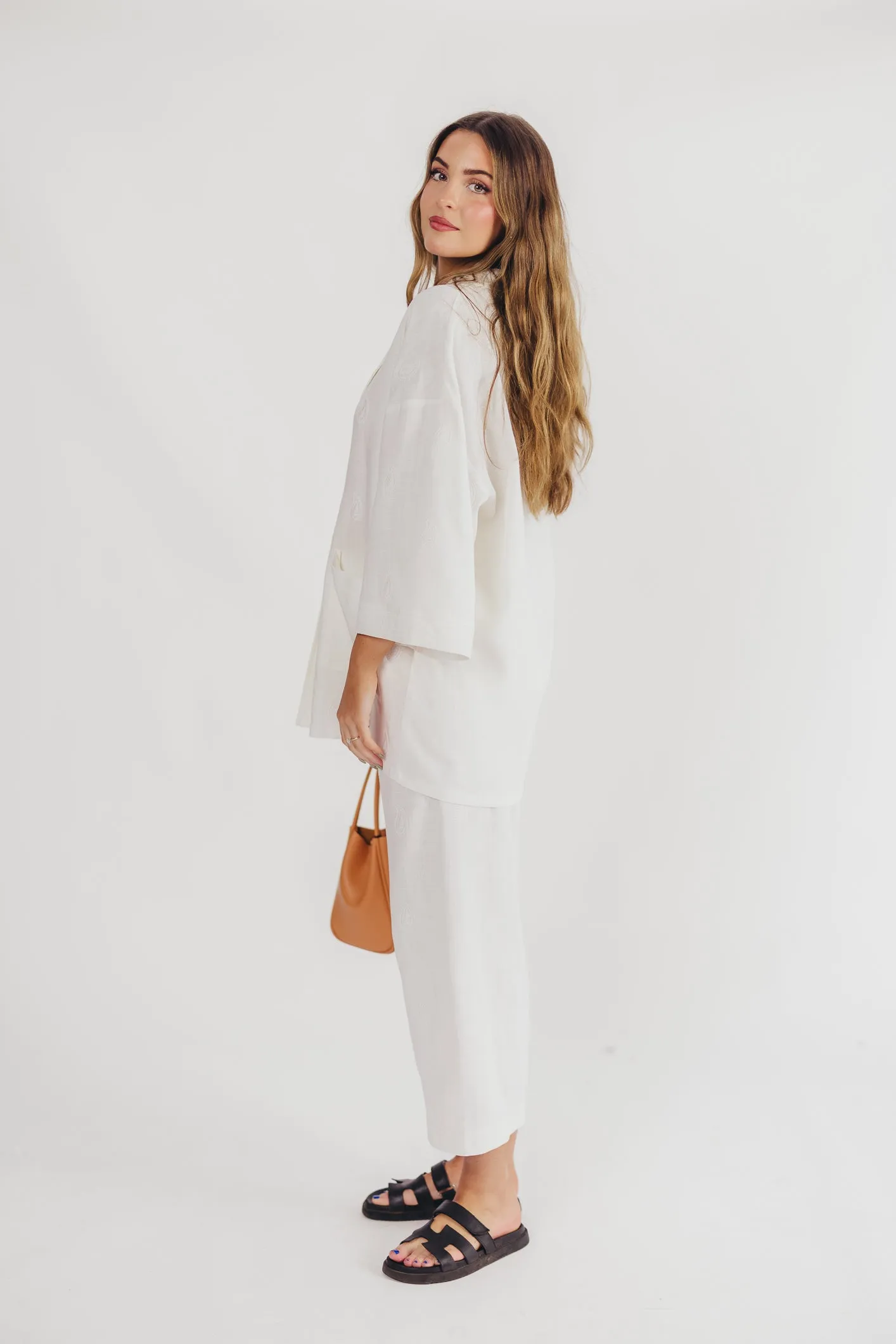 Helena Linen-Blend Embroidered Pants in Off-White sold by Worth Collective product image thumbnail 2