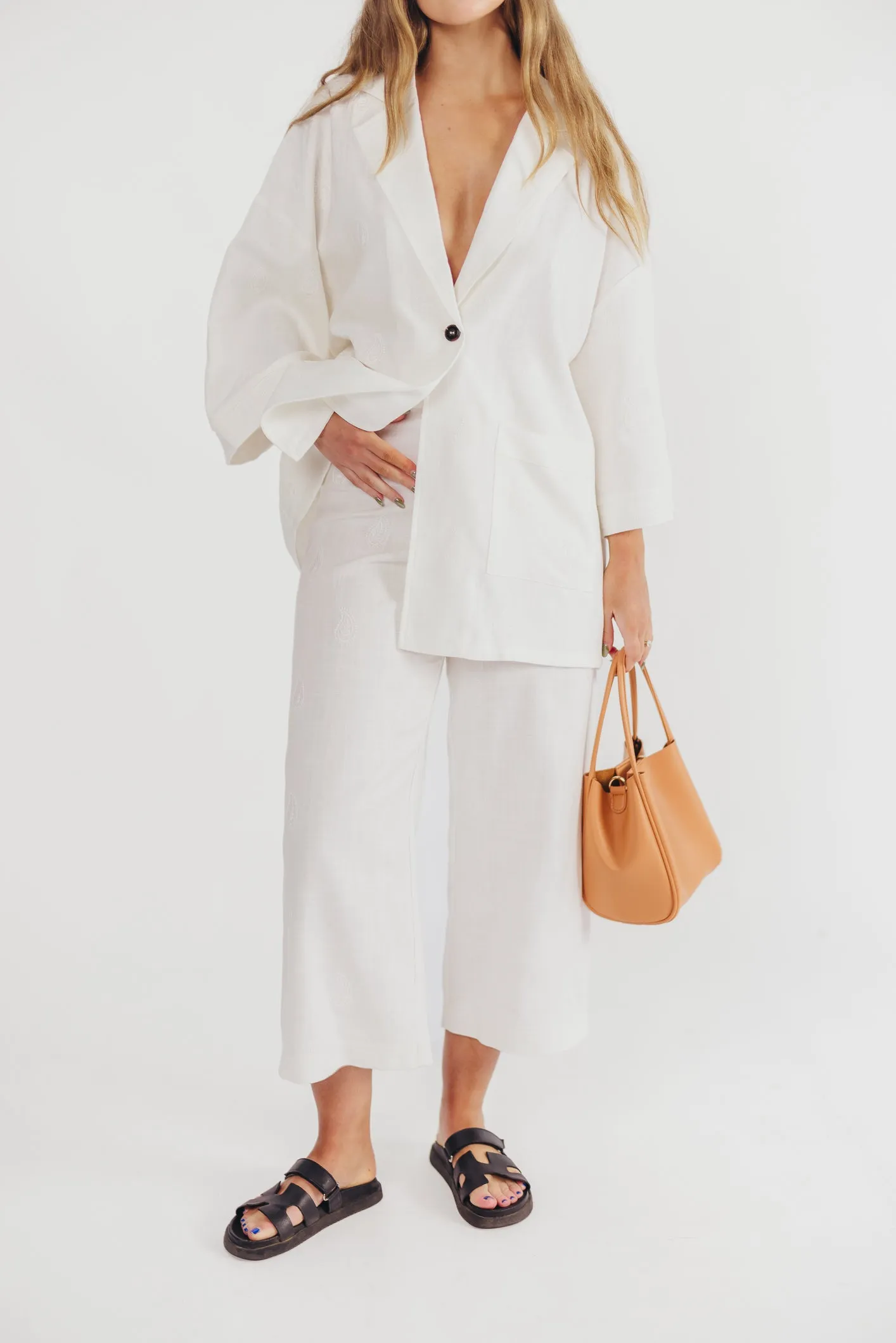 Helena Linen-Blend Embroidered Pants in Off-White sold by Worth Collective product image thumbnail 3