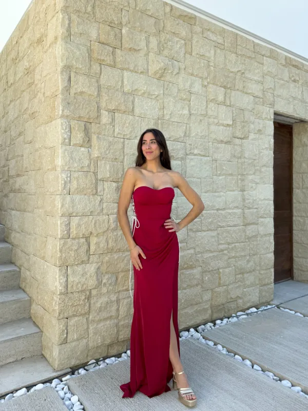 Vestido corse strass vino sold by Sorellas