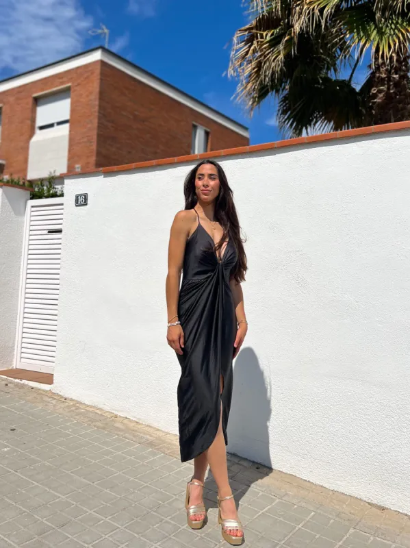 Vestido midi nudo negro sold by Sorellas