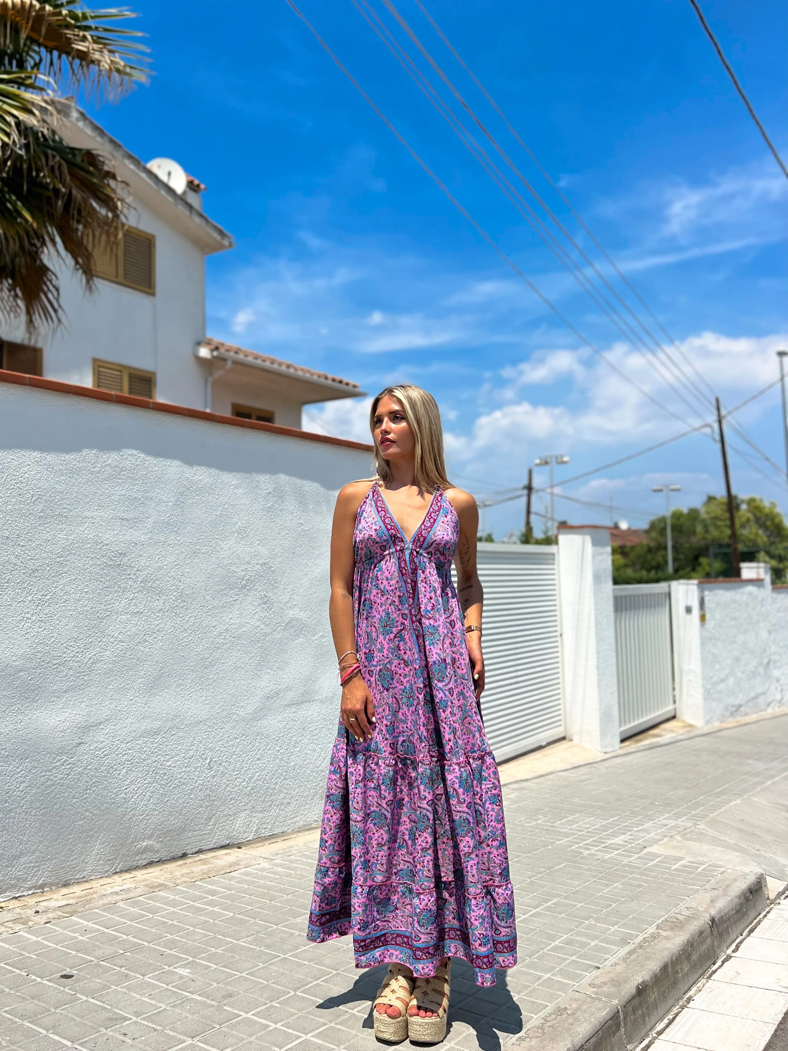 Vestido boho largo lavanda sold by Sorellas