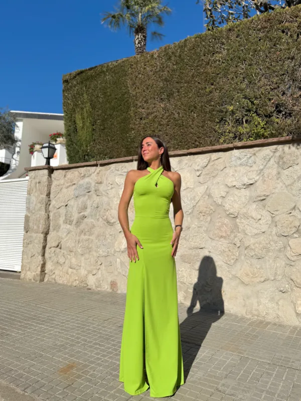 Vestido halter cruzado verde sold by Sorellas