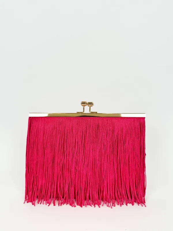 Clutch ante flecos fucsia sold by Sorellas