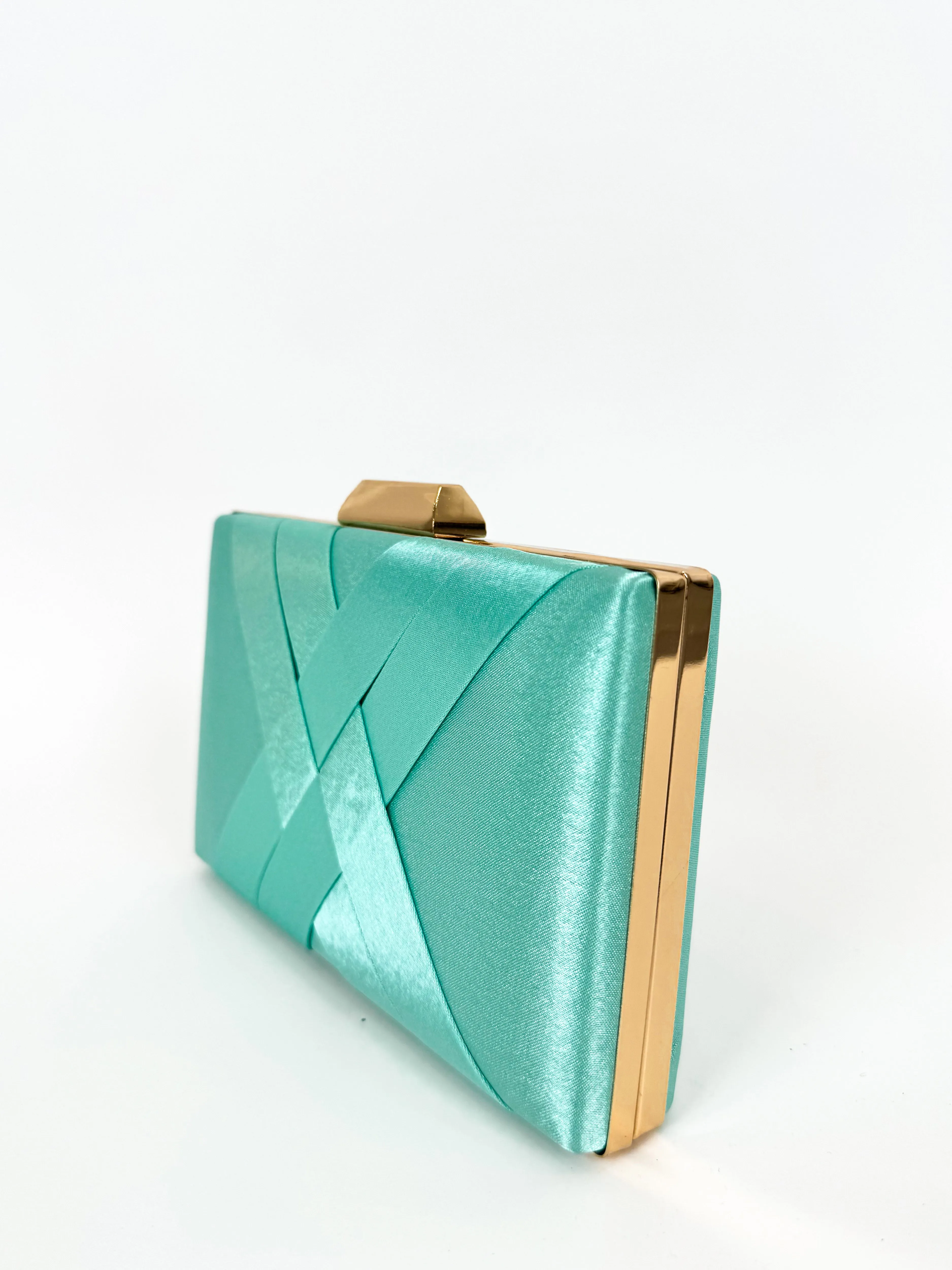 Clutch satinado verde turquesa sold by Sorellas product image thumbnail 2