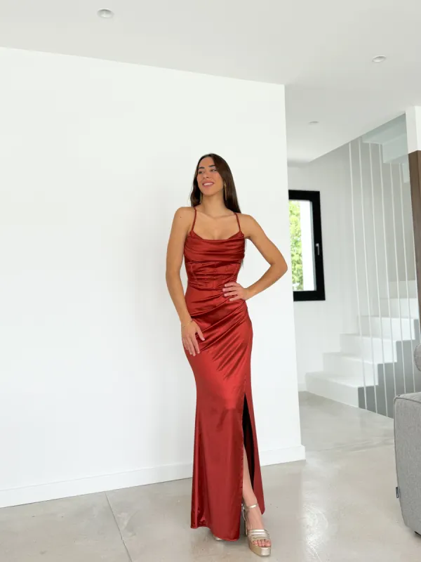 Vestido entrelazado corse satin caldera sold by Sorellas