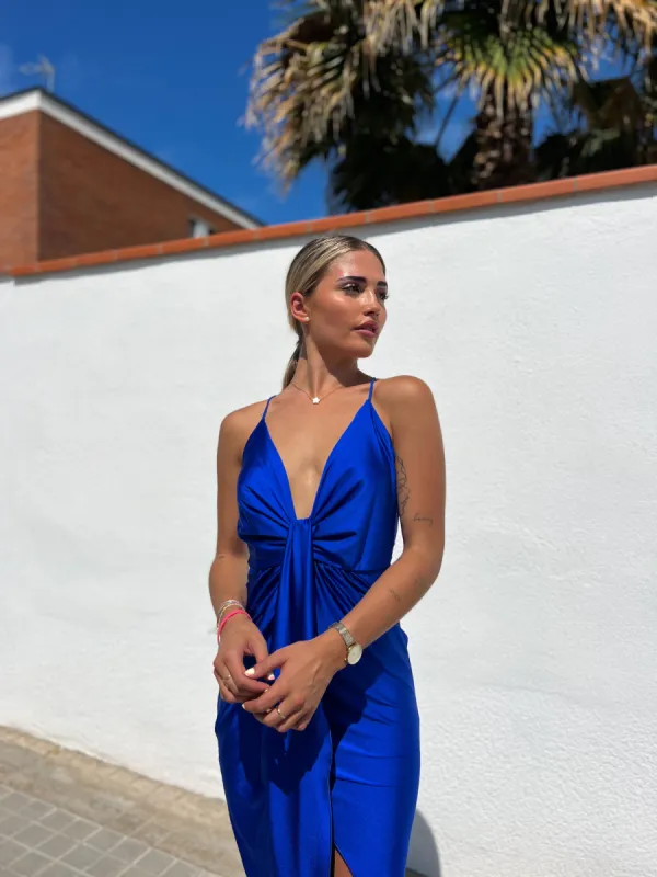 Vestido largo nudo azul sold by Sorellas