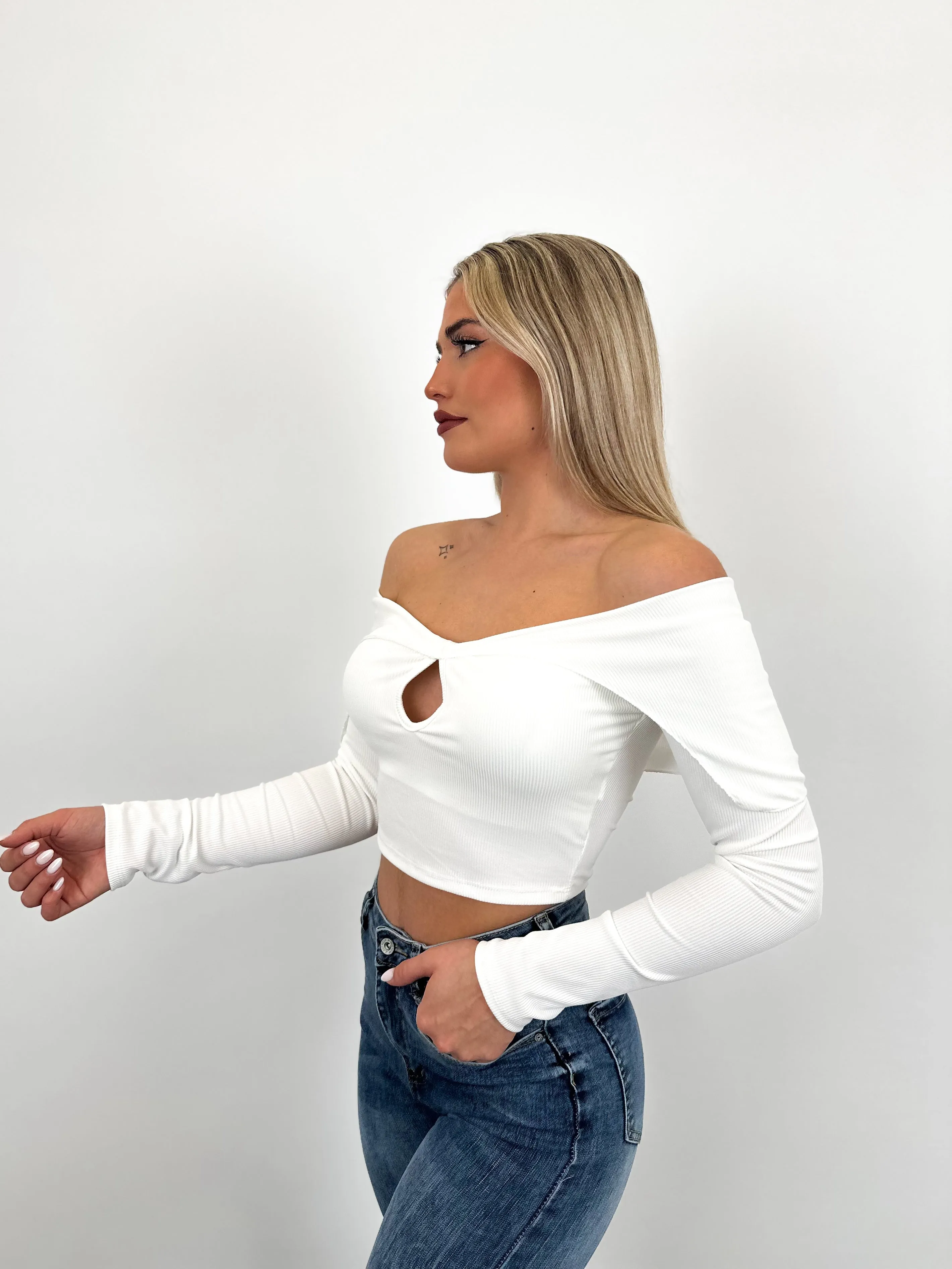 Jersey cuello barco abertura blanco sold by Sorellas product image thumbnail 3