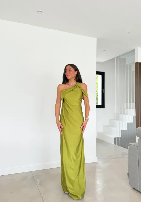Vestido largo asim bandas oliva sold by Sorellas