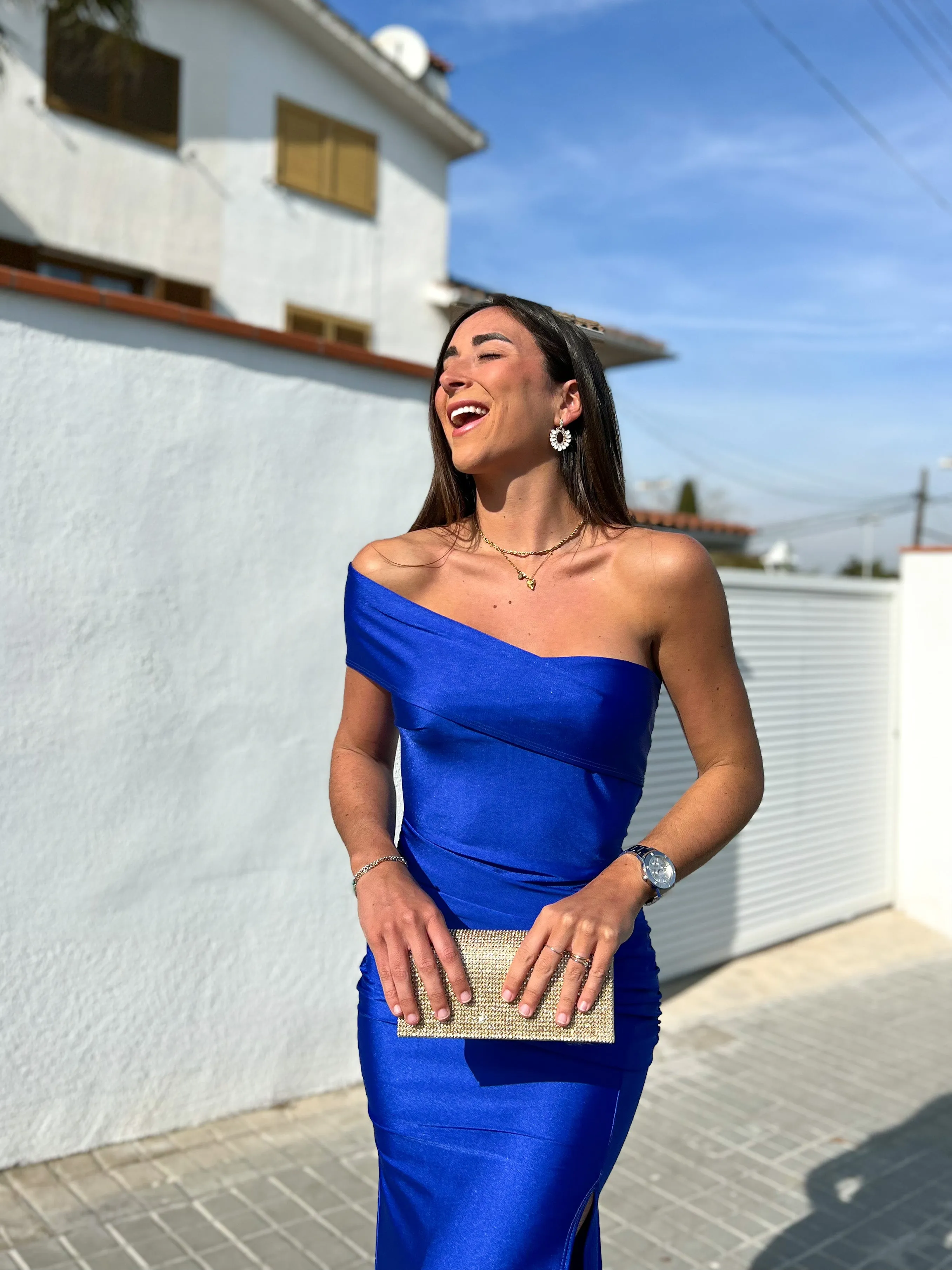 Vestido barco asimétrico azul sold by Sorellas product image thumbnail 4