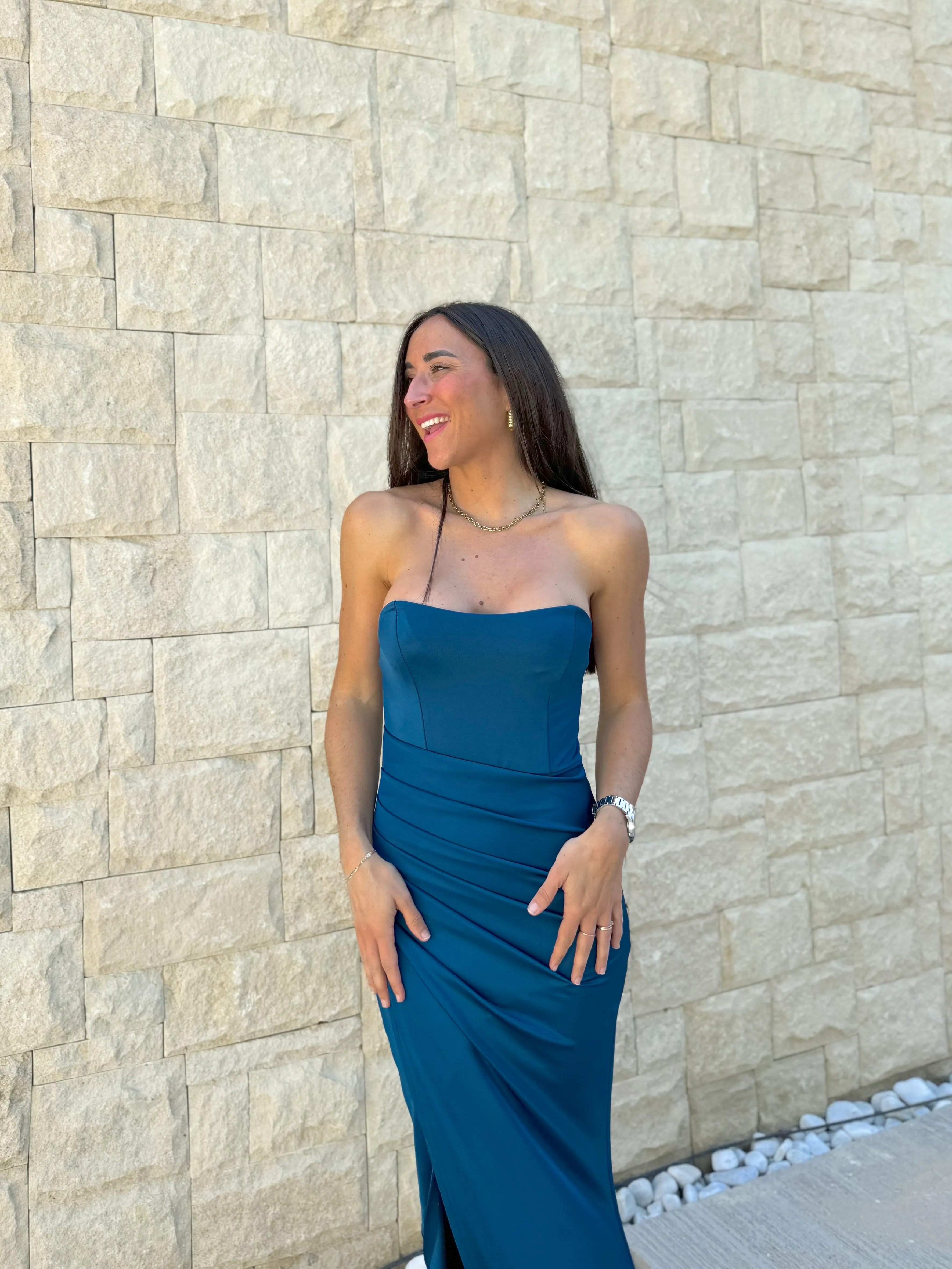 Vestido palabra tirantes entrelazado petróleo sold by Sorellas product image thumbnail 5