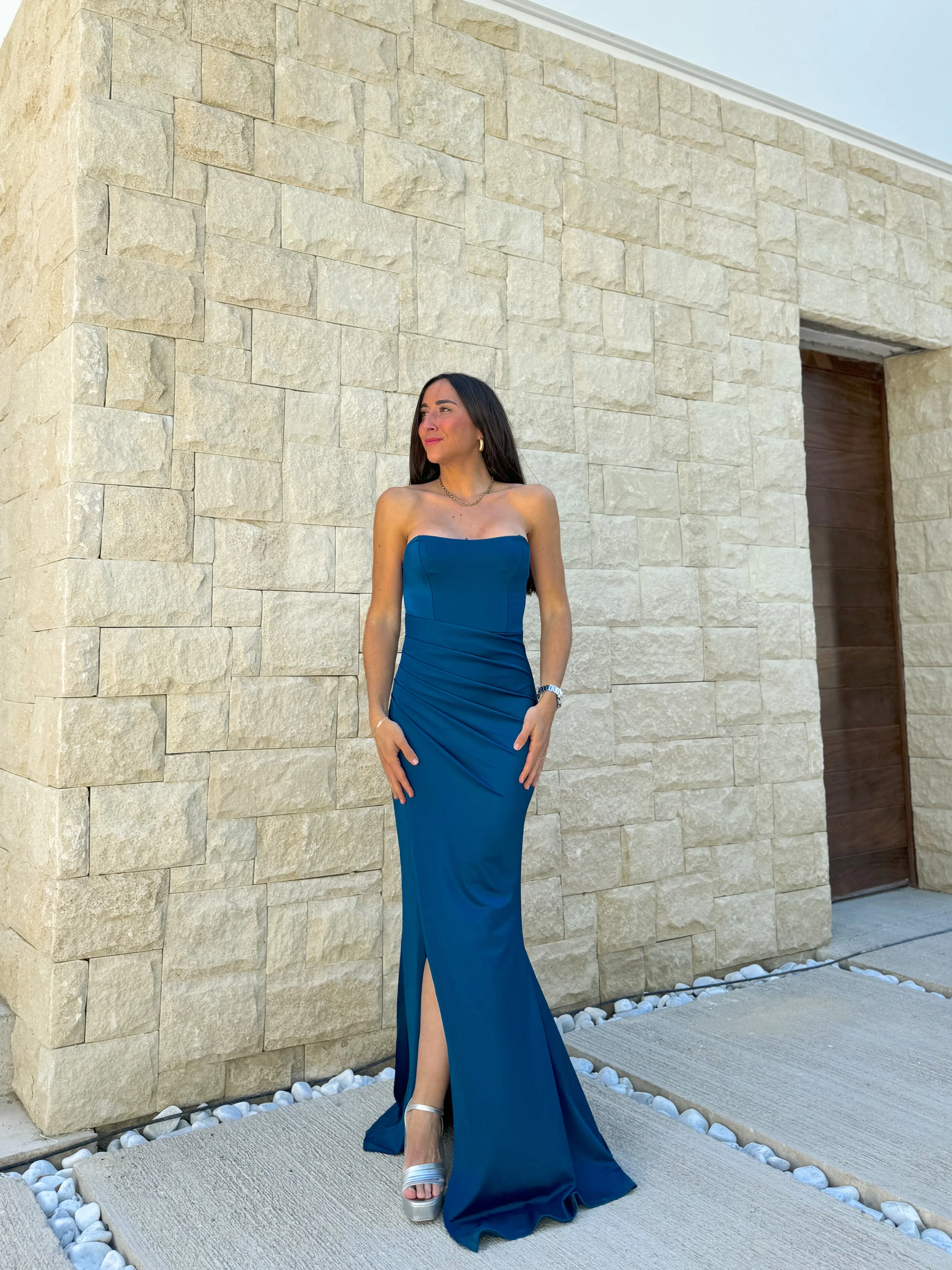 Vestido palabra tirantes entrelazado petróleo sold by Sorellas product image thumbnail 2