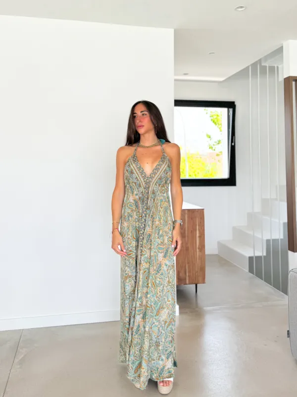 Vestido boho largo caqui sold by Sorellas