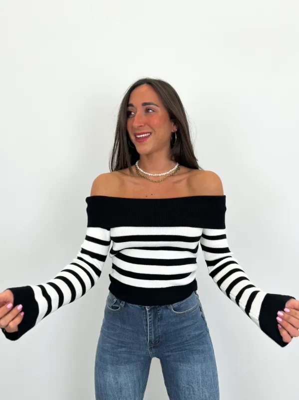 Jersey barco manga acampanada raya negro sold by Sorellas