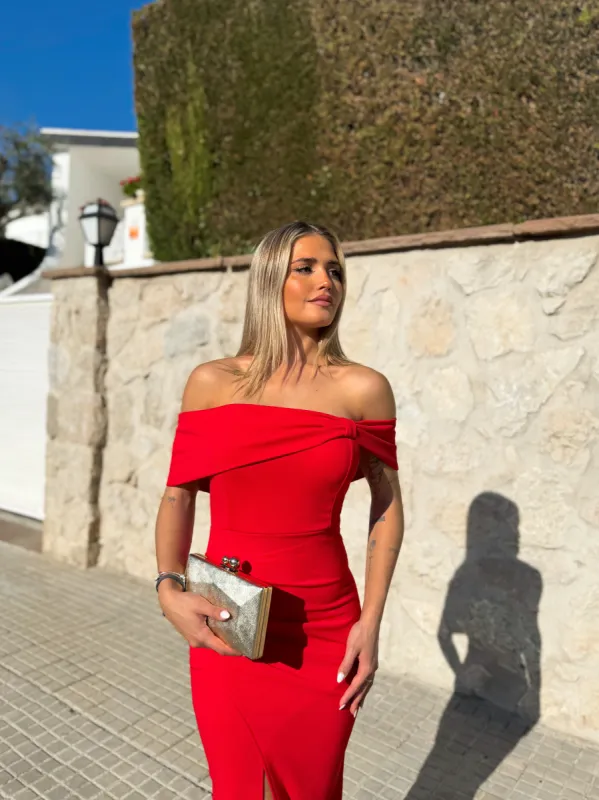 Vestido barco nudo rojo sold by Sorellas