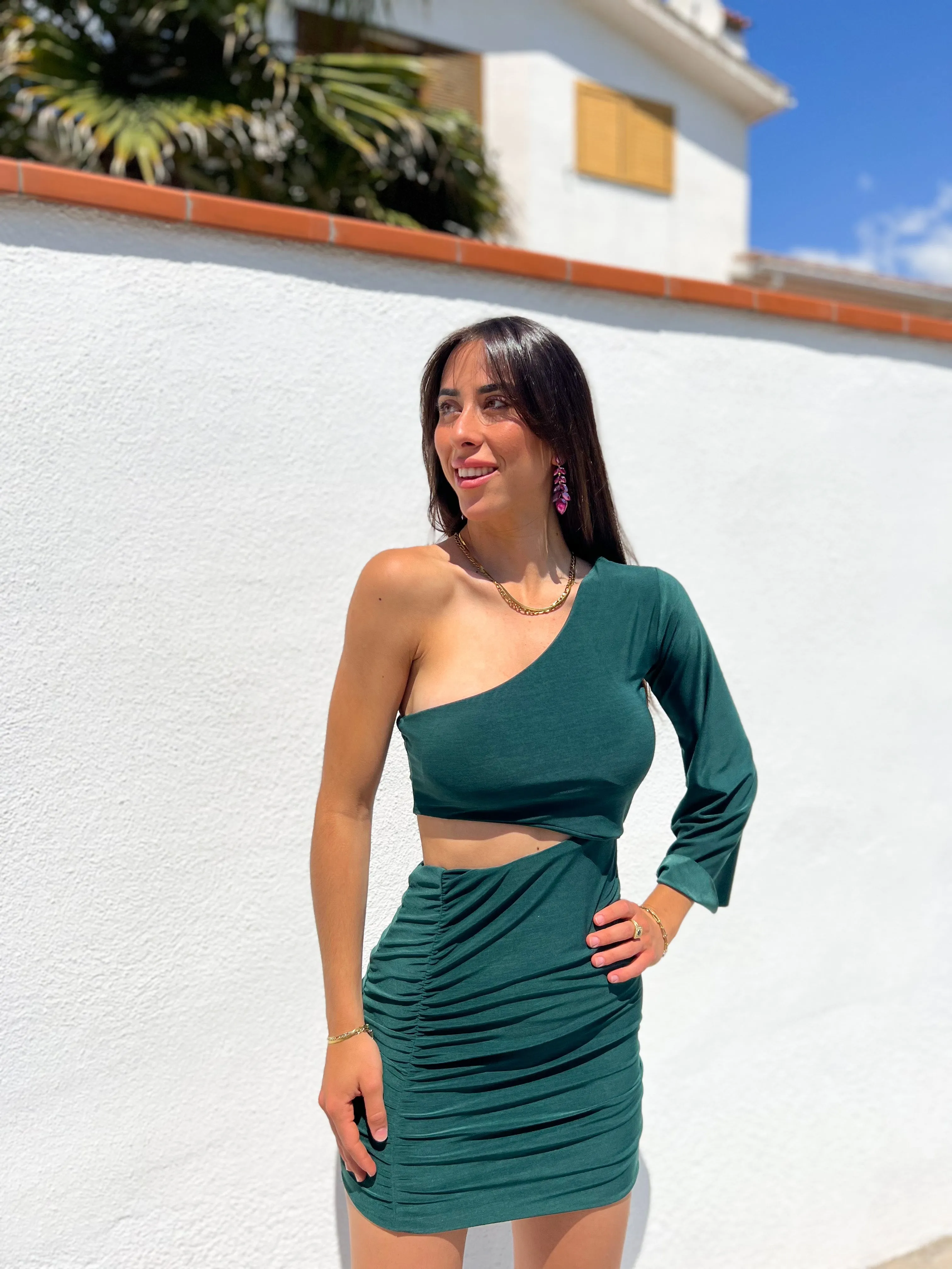 Vestido mini asimétrico verde sold by Sorellas product image thumbnail 4