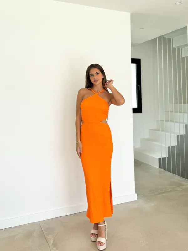 Vestido halter bambula naranja sold by Sorellas