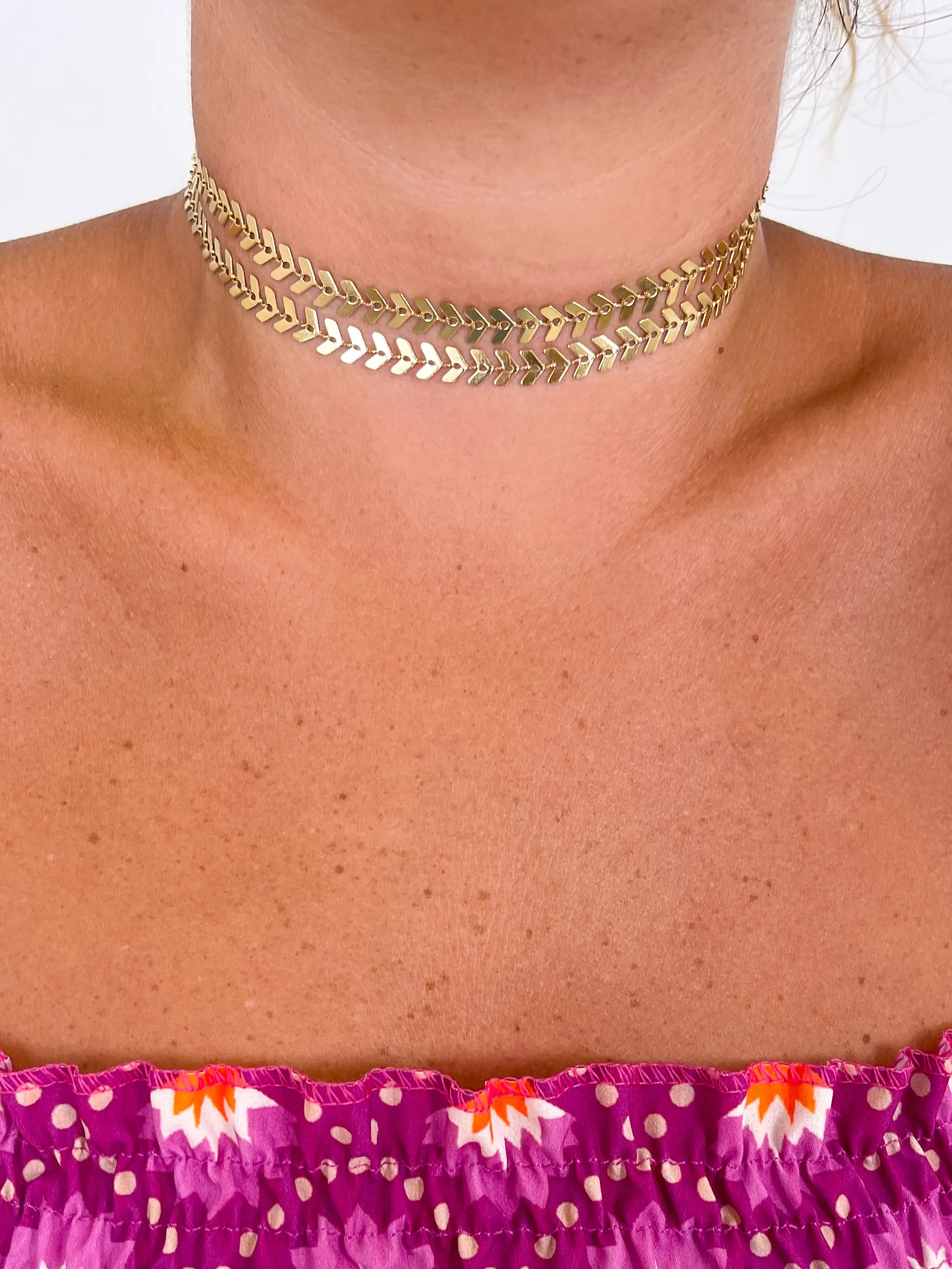 Collar doble espiga dorado sold by Sorellas