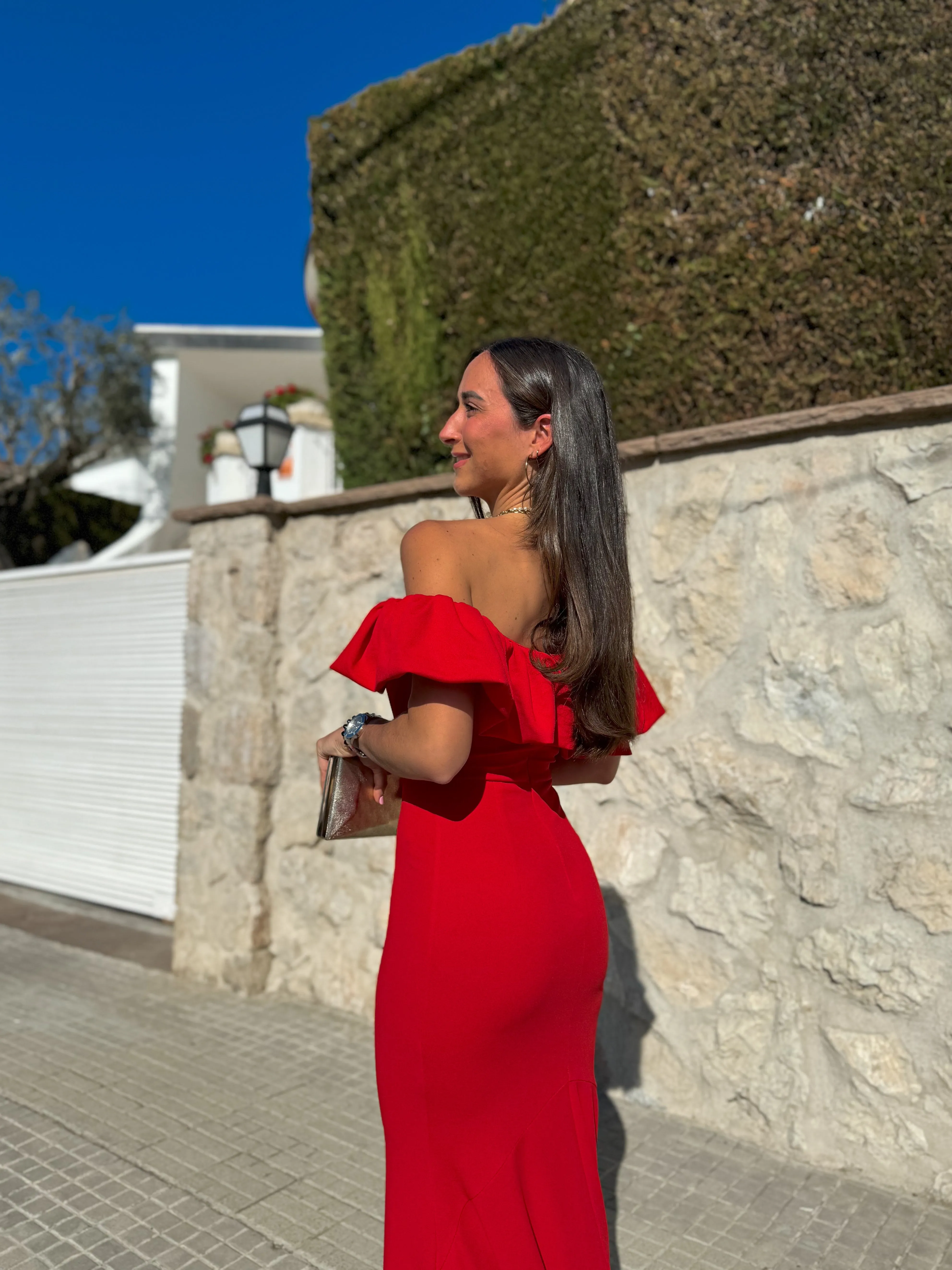 Vestido largo pomposo rojo sold by Sorellas product image thumbnail 3