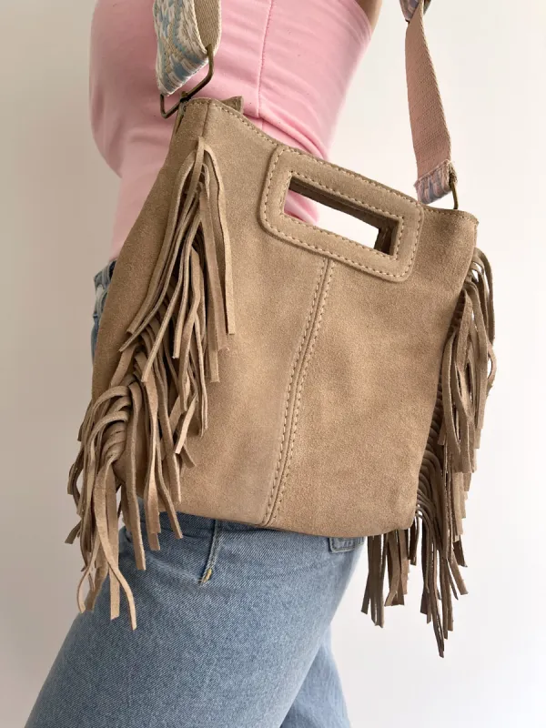Bolso piel flecos beige sold by Sorellas