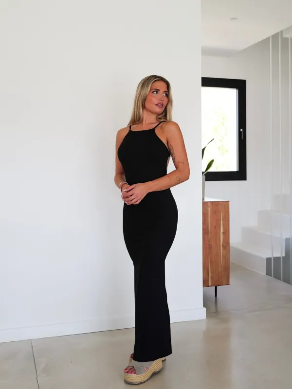 Vestido espalda canalé negro sold by Sorellas