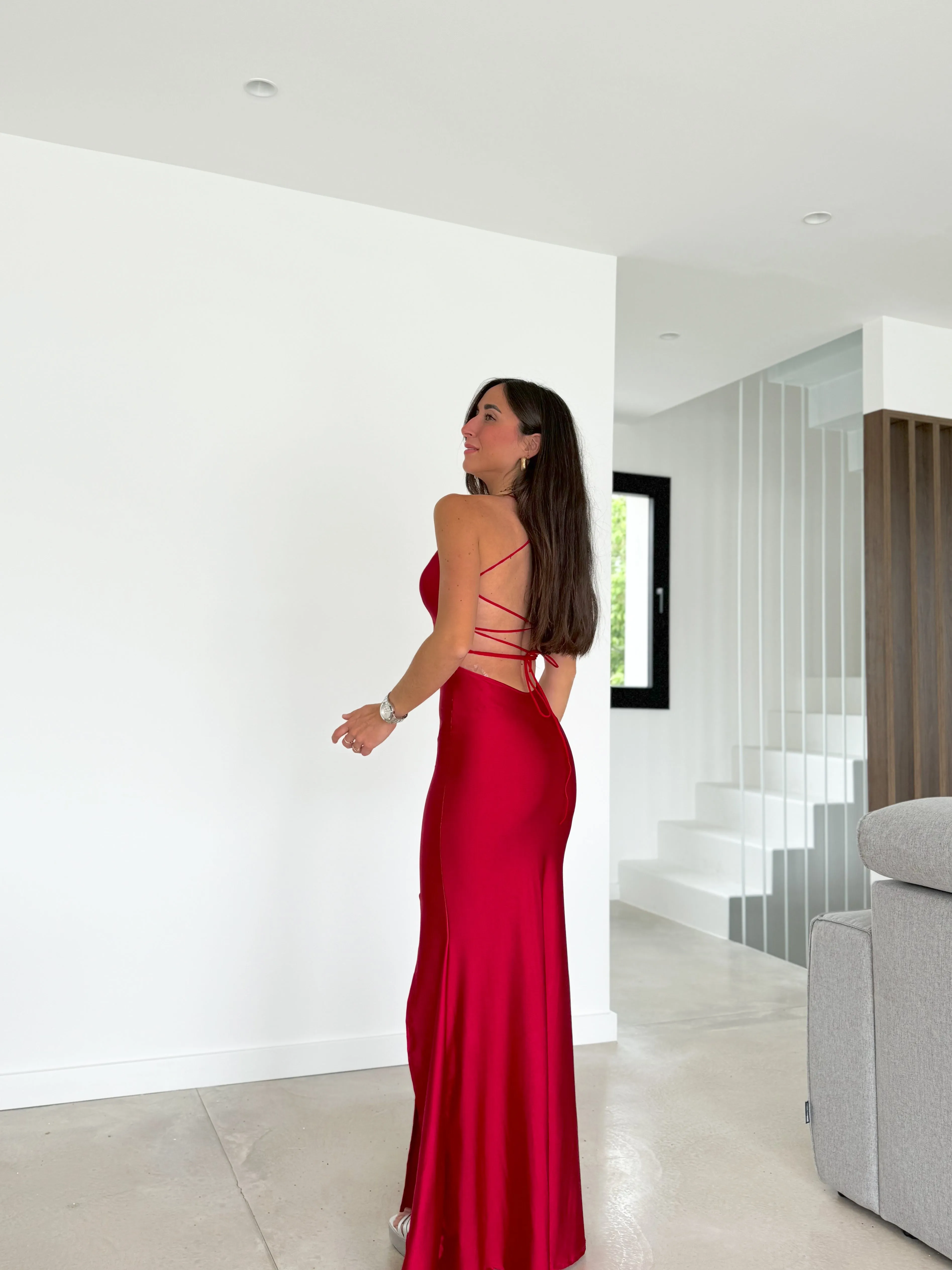 Vestido pico satin entrelazado rojo sold by Sorellas product image thumbnail 4