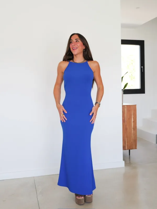 Vestido espalda canalé azul sold by Sorellas